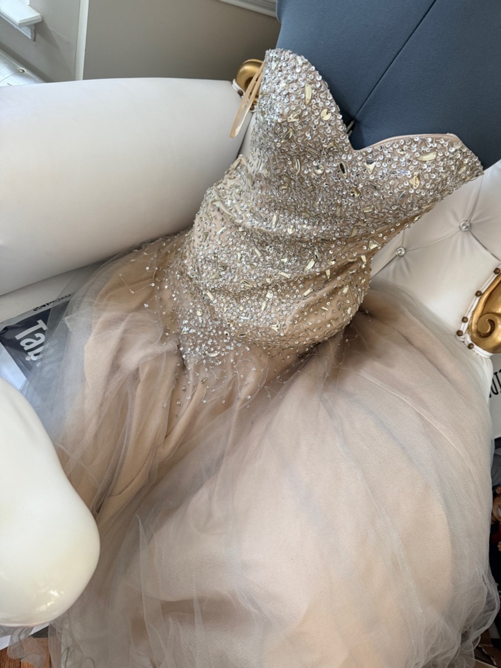 Terani Couture Champagne/Tan Glamour Label Dress